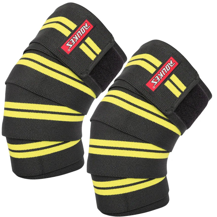 Knee Wraps (Pair) with Strap for Squats, Weightlifting, Powerlifting, Leg Press, and Cross Training-Knee Wraps for Squat