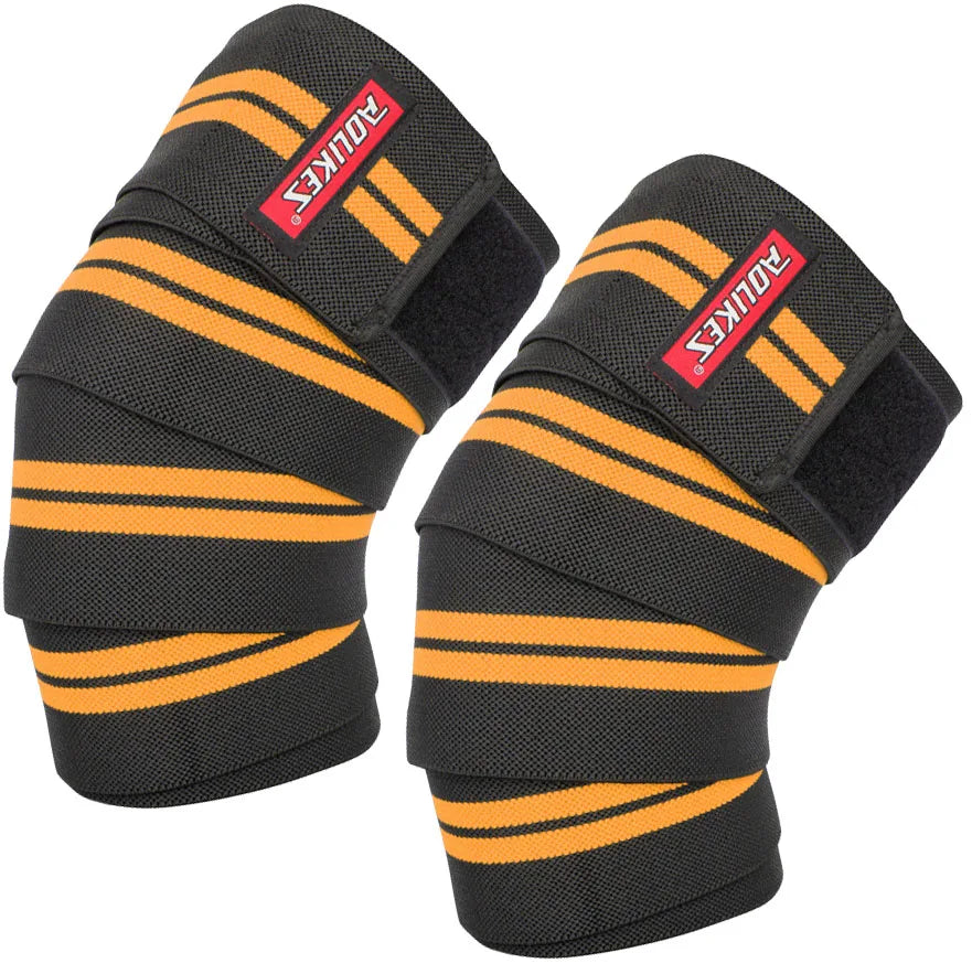 Knee Wraps (Pair) with Strap for Squats, Weightlifting, Powerlifting, Leg Press, and Cross Training-Knee Wraps for Squat