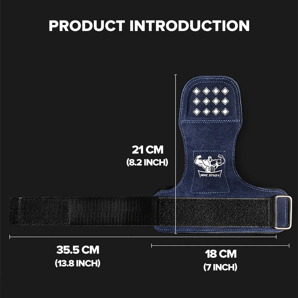 1Pair Premium Cowhide Leather Gym Fitness Gloves Lifting Straps Grips Anti-Skid Weightlifting Belt for Palm Protection Deadlift