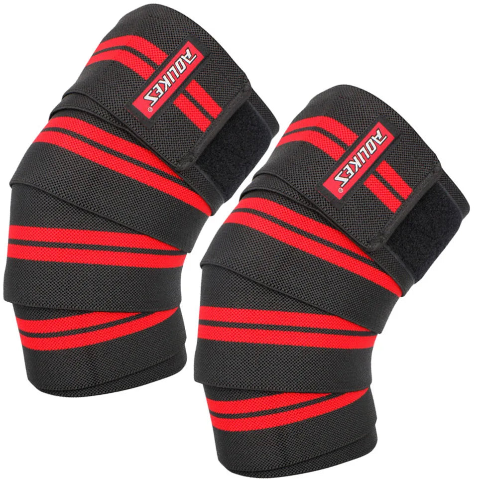 Knee Wraps (Pair) with Strap for Squats, Weightlifting, Powerlifting, Leg Press, and Cross Training-Knee Wraps for Squat