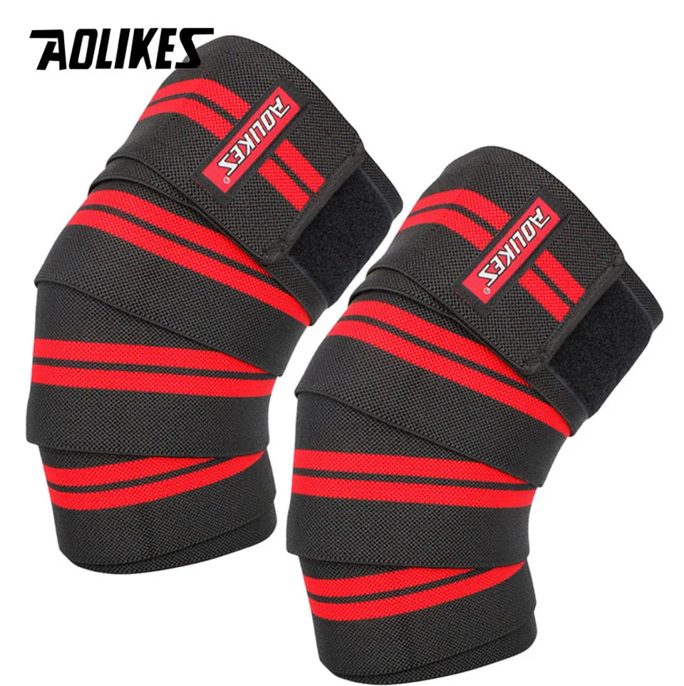 Knee Wraps (Pair) with Strap for Squats, Weightlifting, Powerlifting, Leg Press, and Cross Training-Knee Wraps for Squat