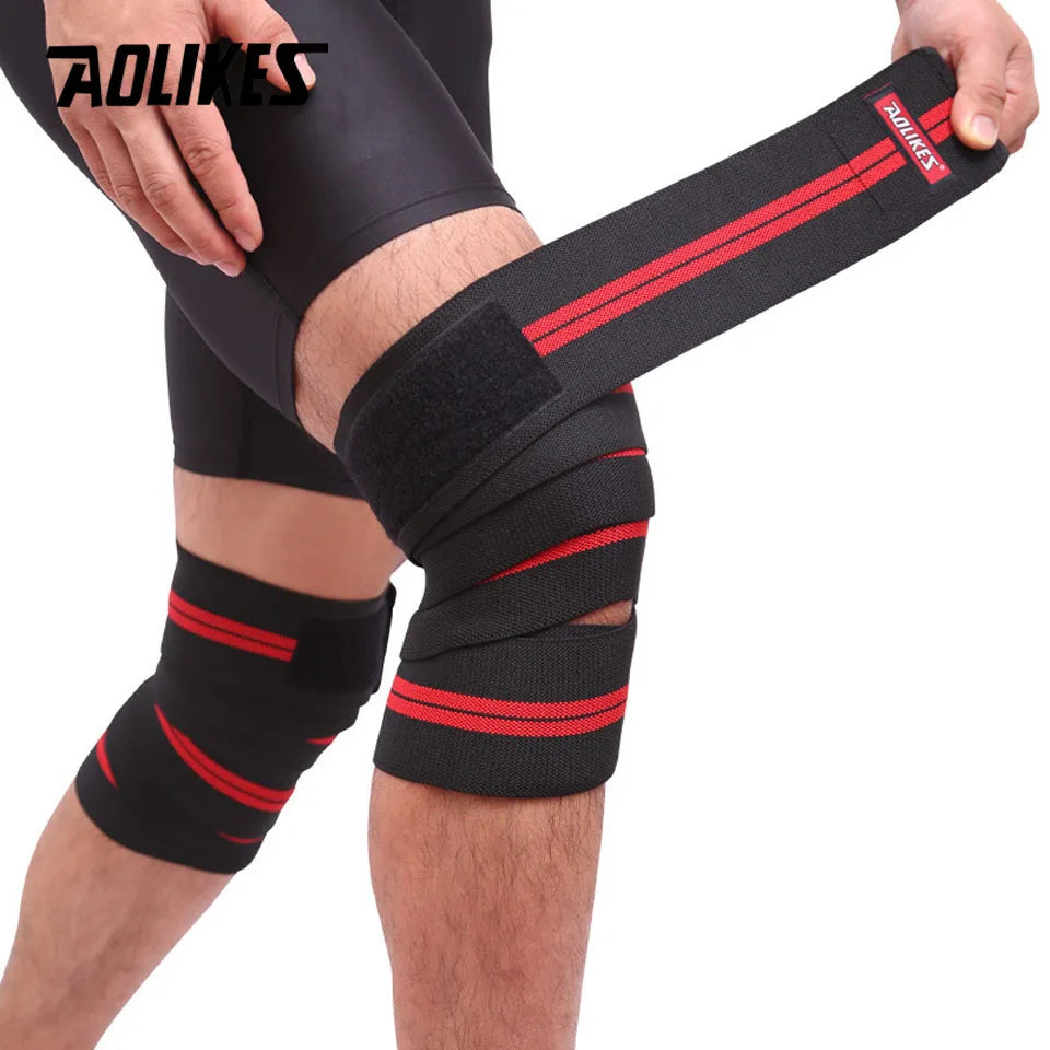 Knee Wraps (Pair) with Strap for Squats, Weightlifting, Powerlifting, Leg Press, and Cross Training-Knee Wraps for Squat