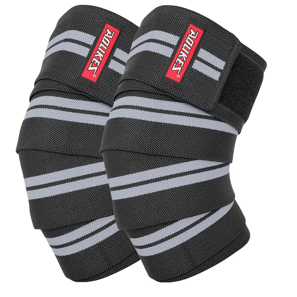Knee Wraps (Pair) with Strap for Squats, Weightlifting, Powerlifting, Leg Press, and Cross Training-Knee Wraps for Squat