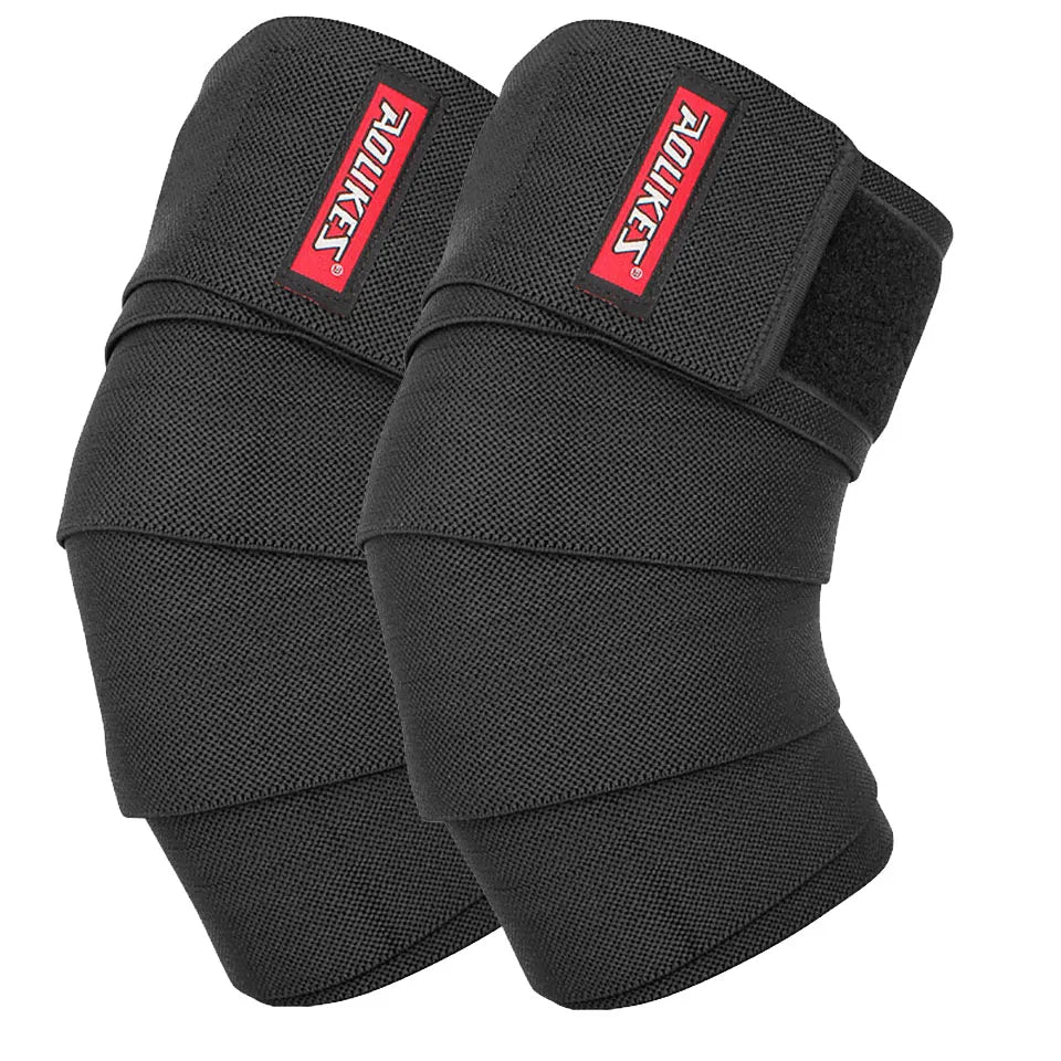 Knee Wraps (Pair) with Strap for Squats, Weightlifting, Powerlifting, Leg Press, and Cross Training-Knee Wraps for Squat