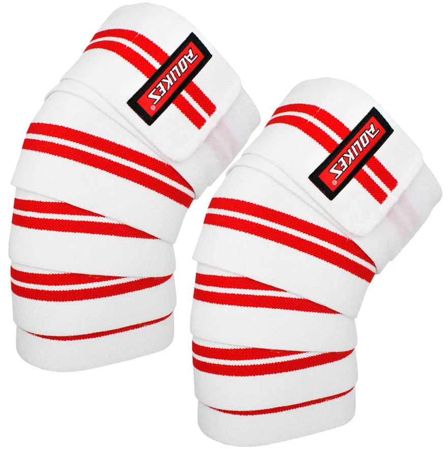 Knee Wraps (Pair) with Strap for Squats, Weightlifting, Powerlifting, Leg Press, and Cross Training-Knee Wraps for Squat