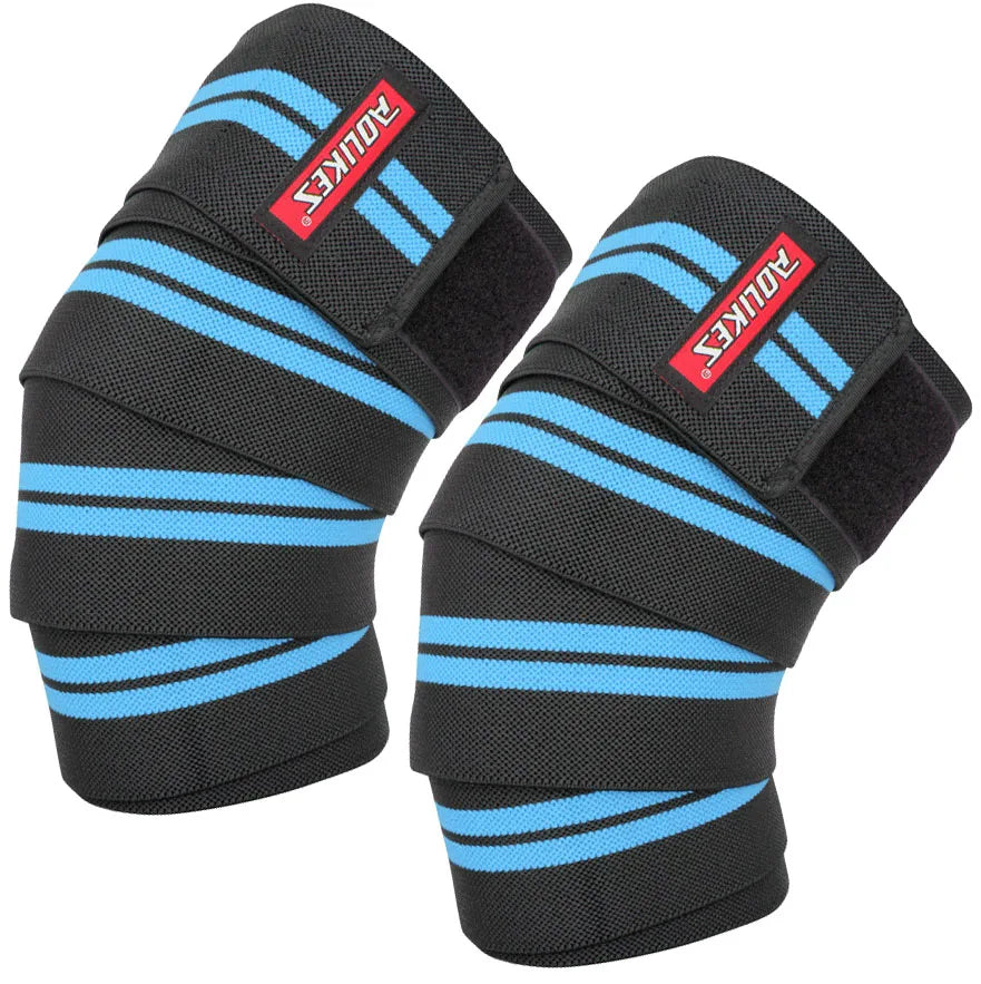Knee Wraps (Pair) with Strap for Squats, Weightlifting, Powerlifting, Leg Press, and Cross Training-Knee Wraps for Squat